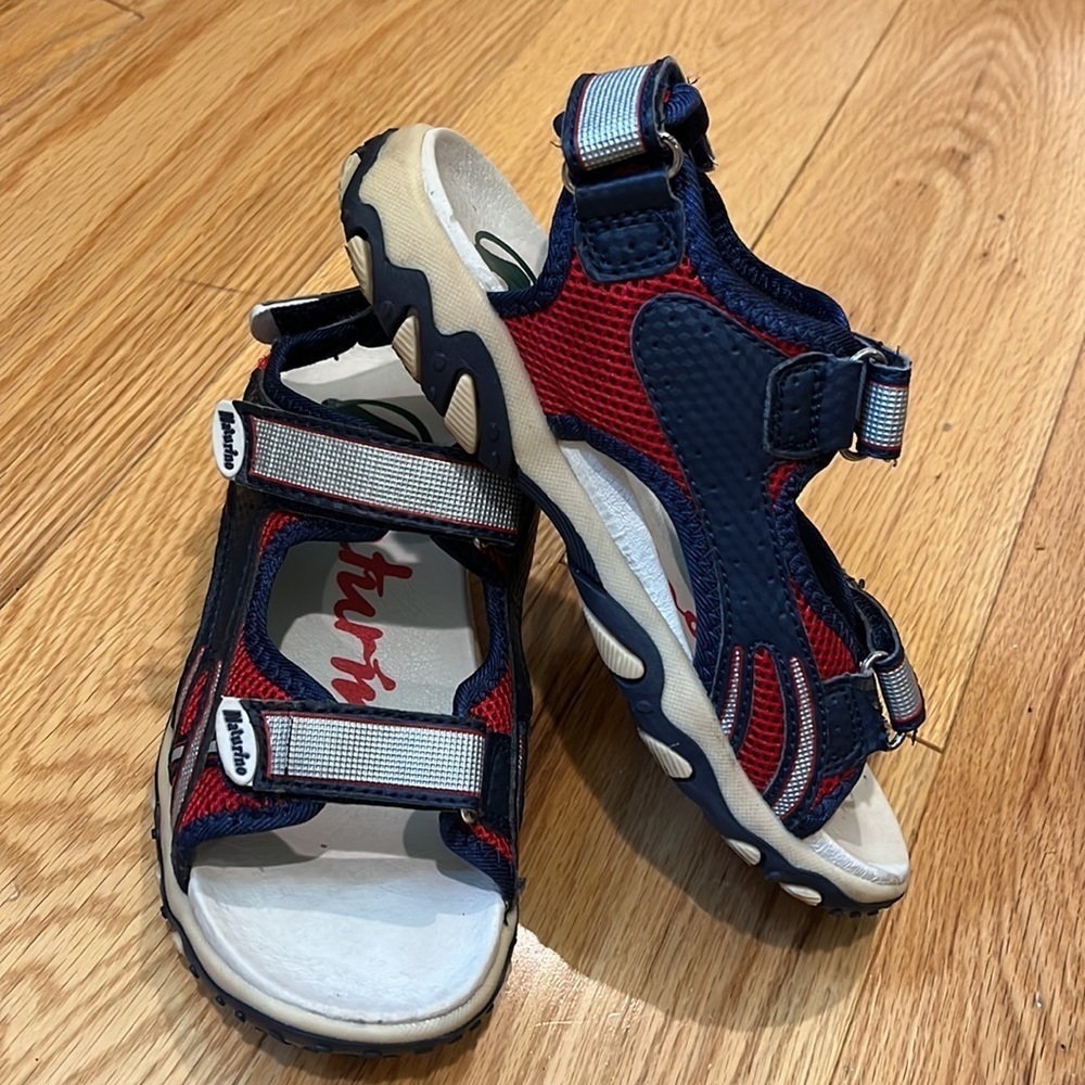 Naturino boys red & navy fabric sandals Sz 3 - Picture 4 of 14